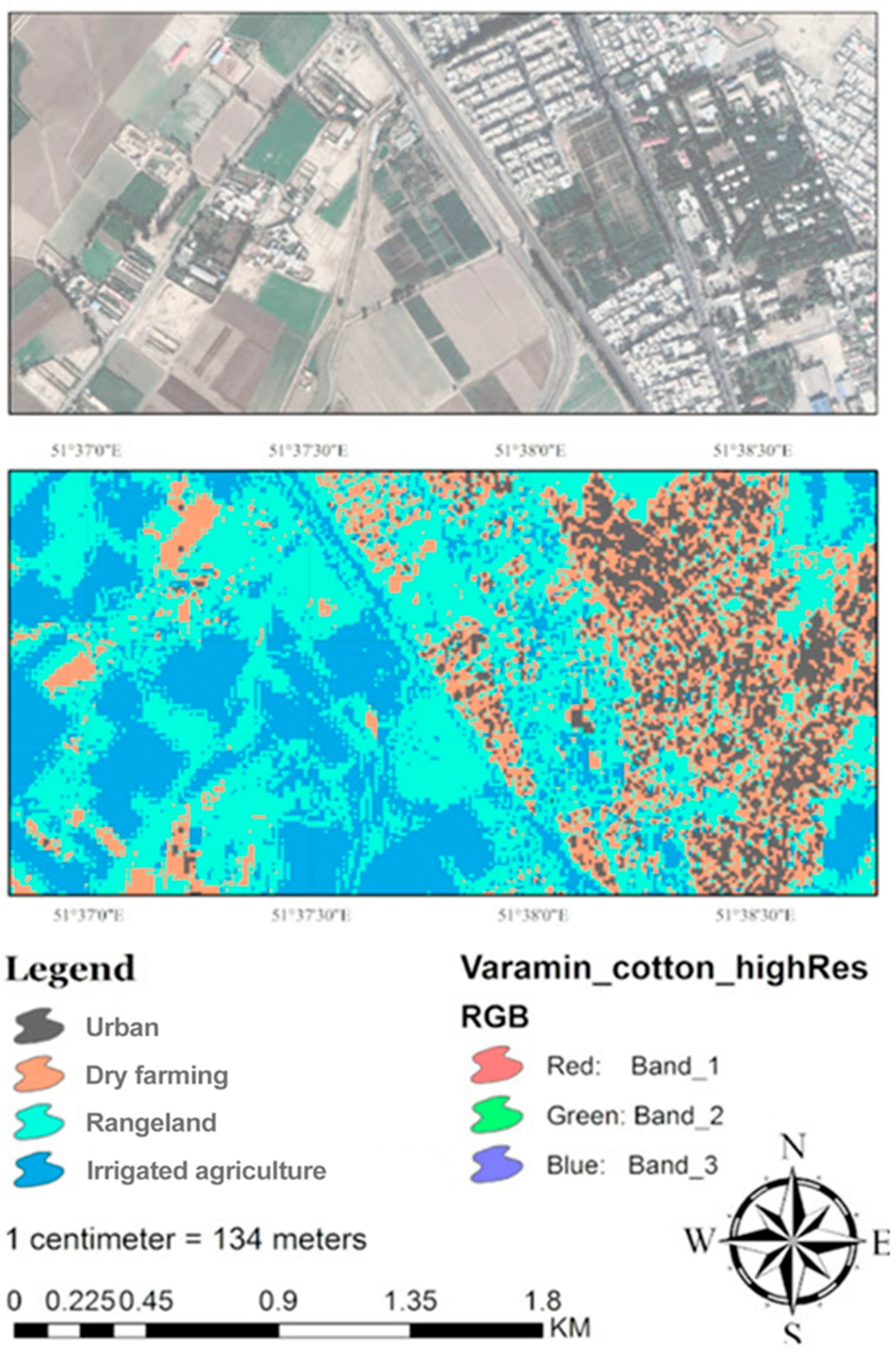 Land-use classification from Sentinel-2 soil moisture.